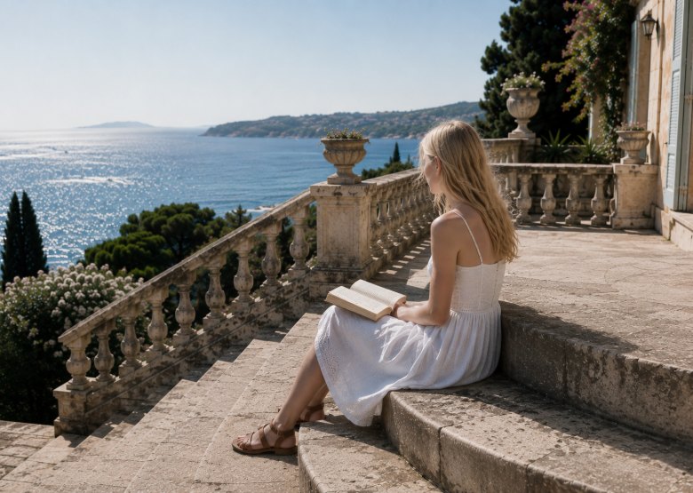 Second photograph — taken at distance, subject alone on the steps